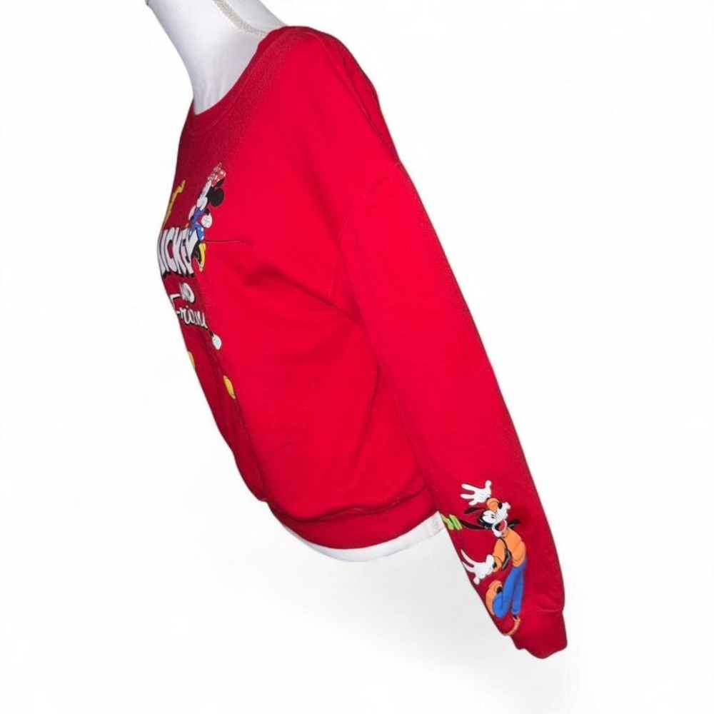 DISNEY MICKEY & FRIENDS RED CREWNECK SWEATSHIRT LADIES SMALL - Picture 2 of 7